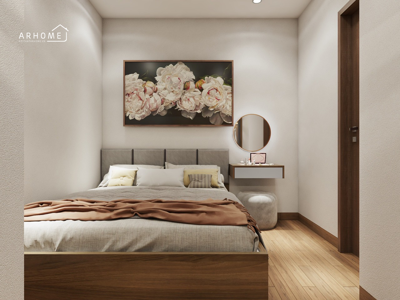 Giường ngủ hiện đại màu sắc nhẹ nhàng, đơn giản