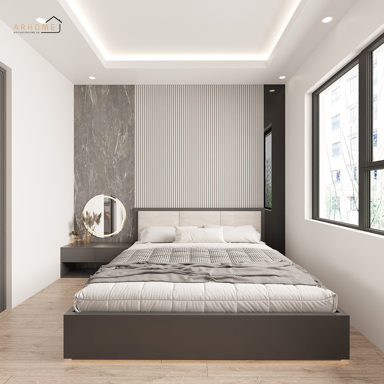 Hình ảnh giường ngủ đẹp bằng gỗ công nghiệp MDF