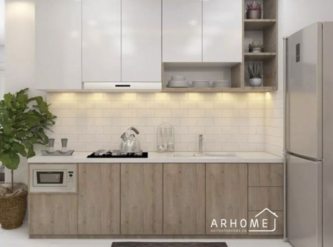 Tủ bếp gỗ công nghiệp phủ Acrylic tiêu chuẩn