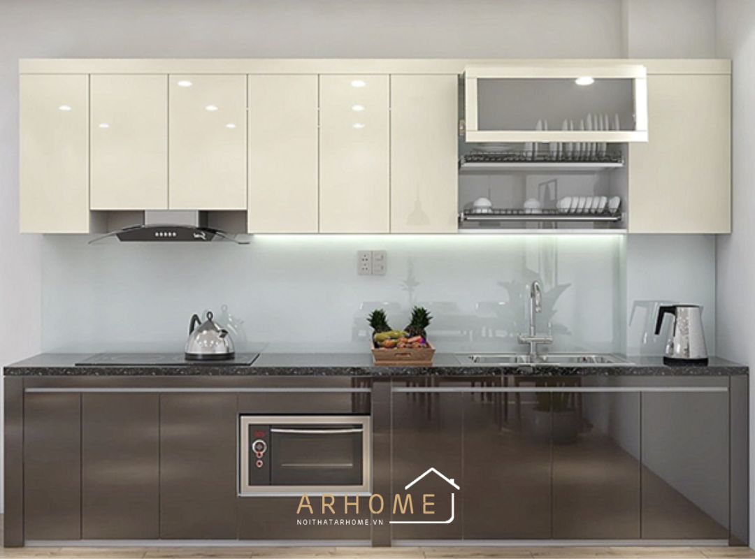 Tủ bếp nhựa Picomat cánh phủ Acrylic chữ I